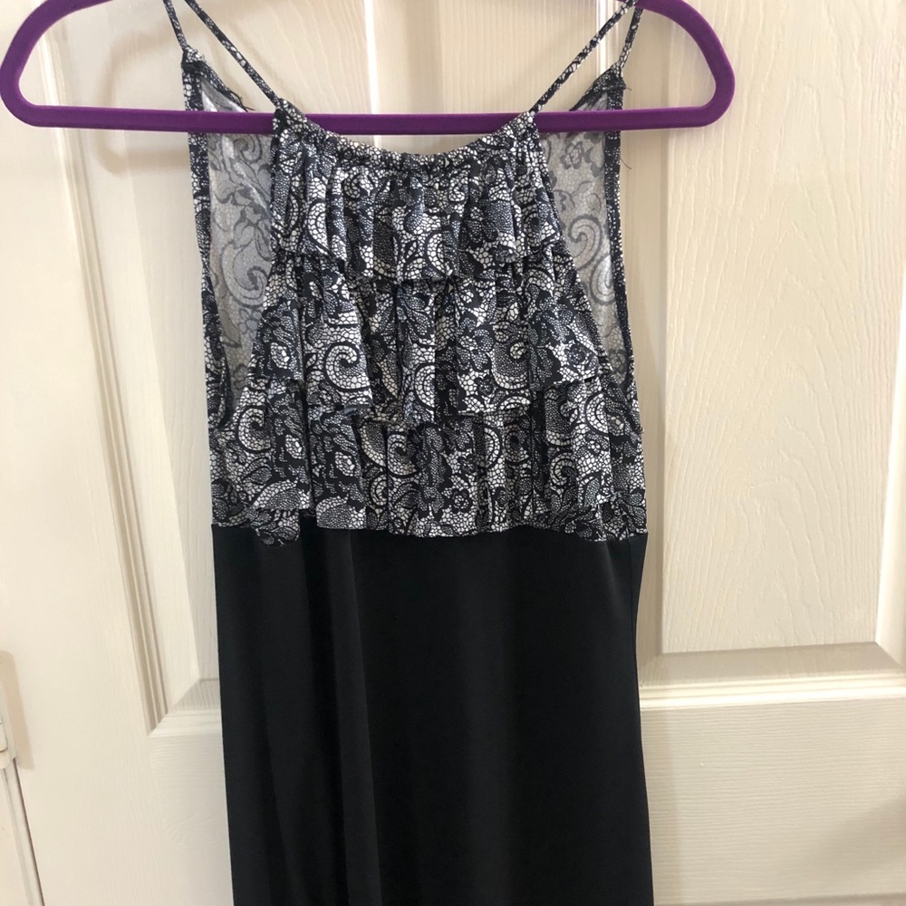 Sweet Storm Black Satin & Silver Dress Size Large